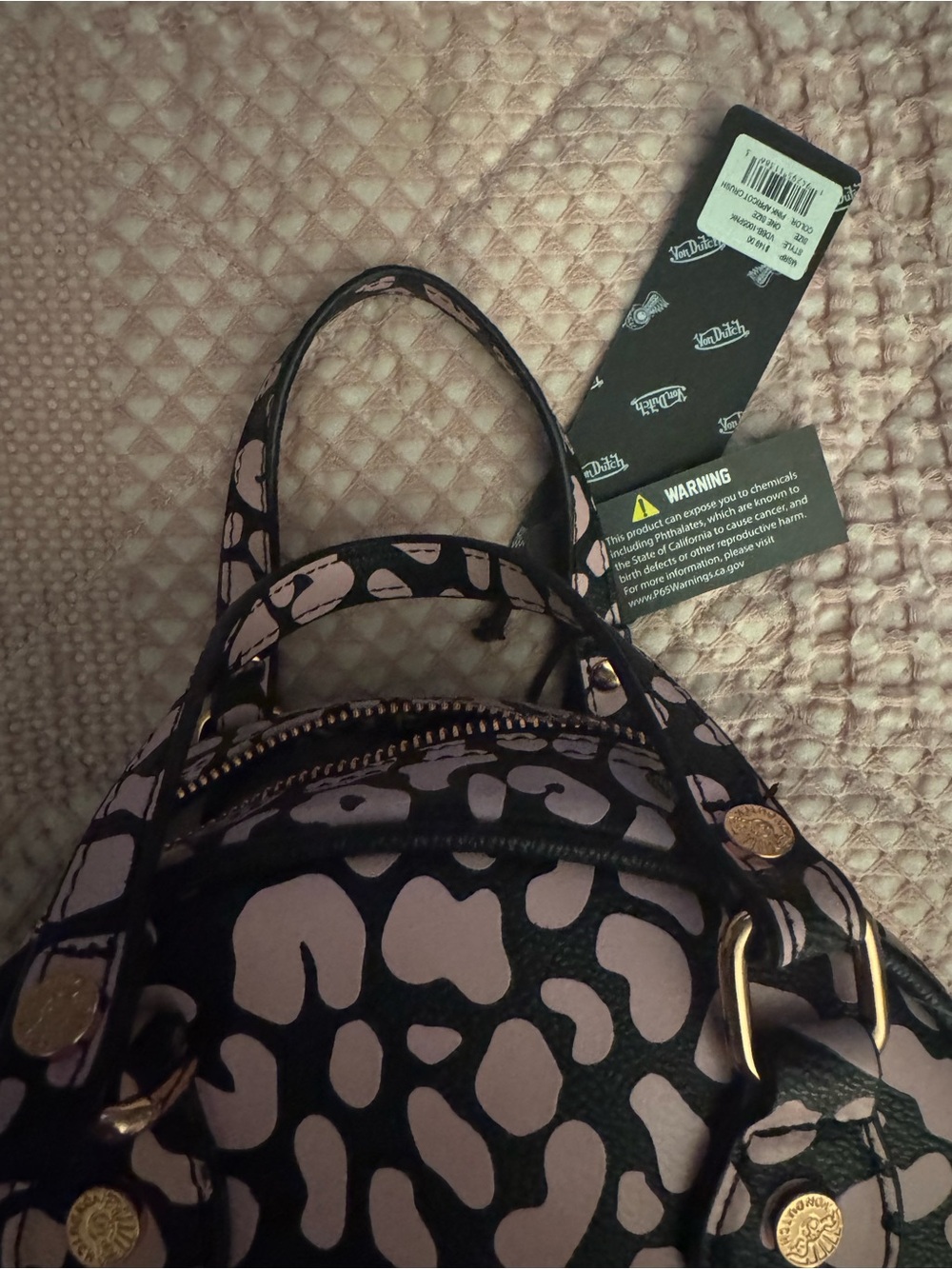 Von Dutch Women's Crossbody Hand Bag Pink Cheetah Bowling Bag NWT - Picture 8 of 8